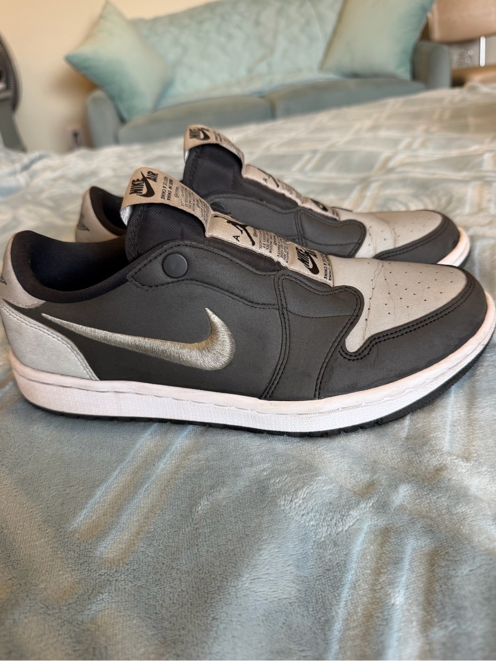 Jordan 1 Low Slip Women's Sneakers - Shadow Black & Gray